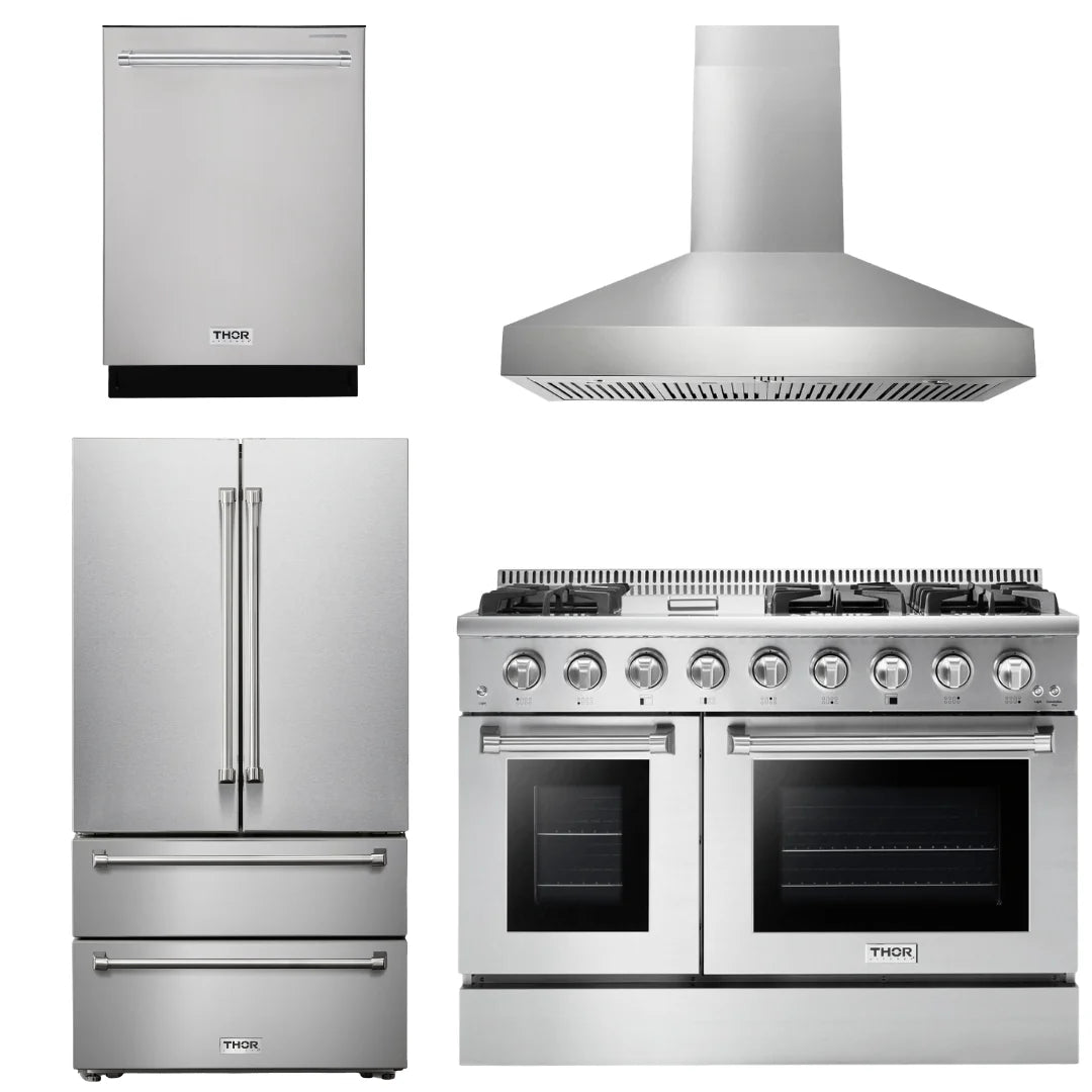 48 Propane Gas Range, Range Hood, Refrigerator, Dishwasher T132