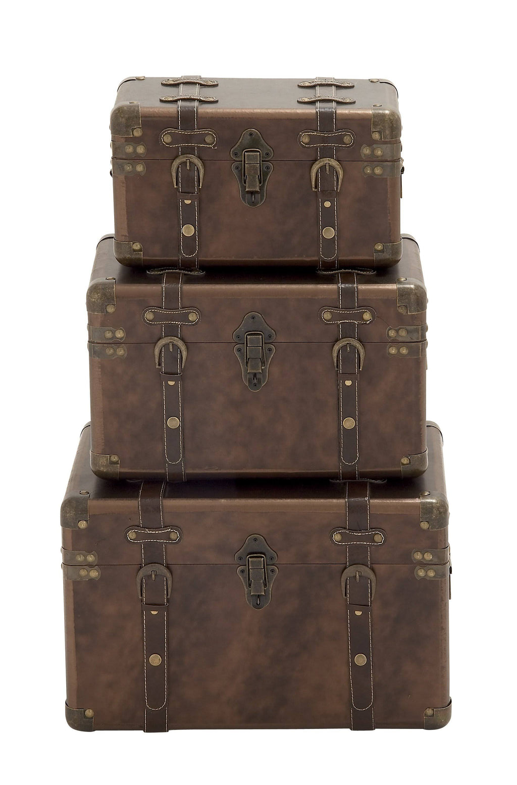 Wood Leather Case Set of 3 S894