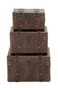 Wood Leather Case Set of 3 S894