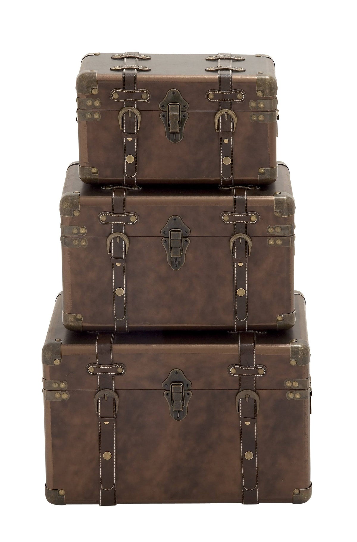 Wood Leather Case Set of 3 S894