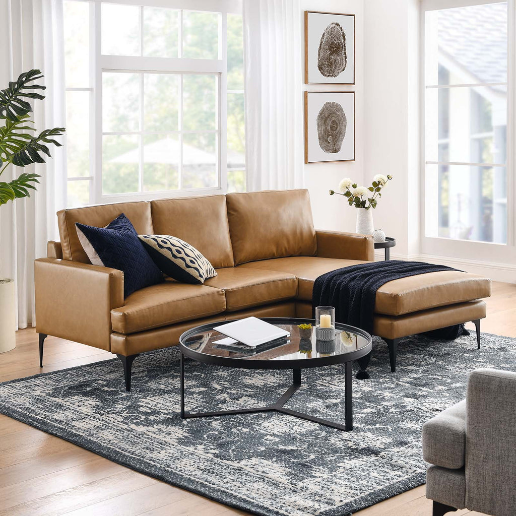 Tan Vegan Leather Right-Facing Sectional Sofa P42168