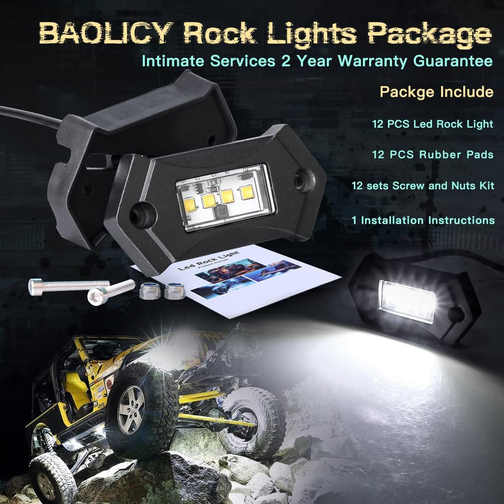 White LED Rock Lights IP68 Waterproof 12Pods F274093