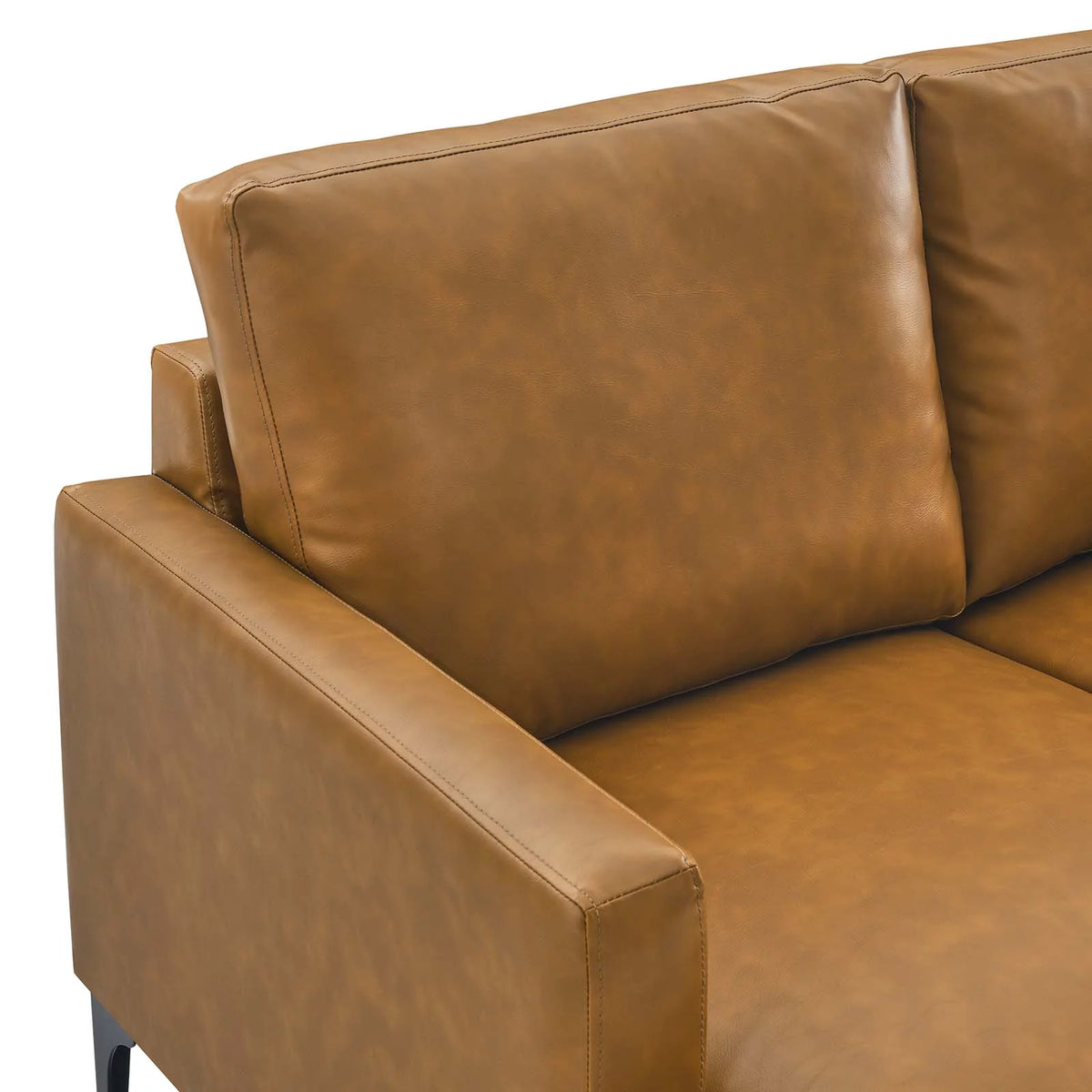 Tan Vegan Leather Right-Facing Sectional Sofa P42168