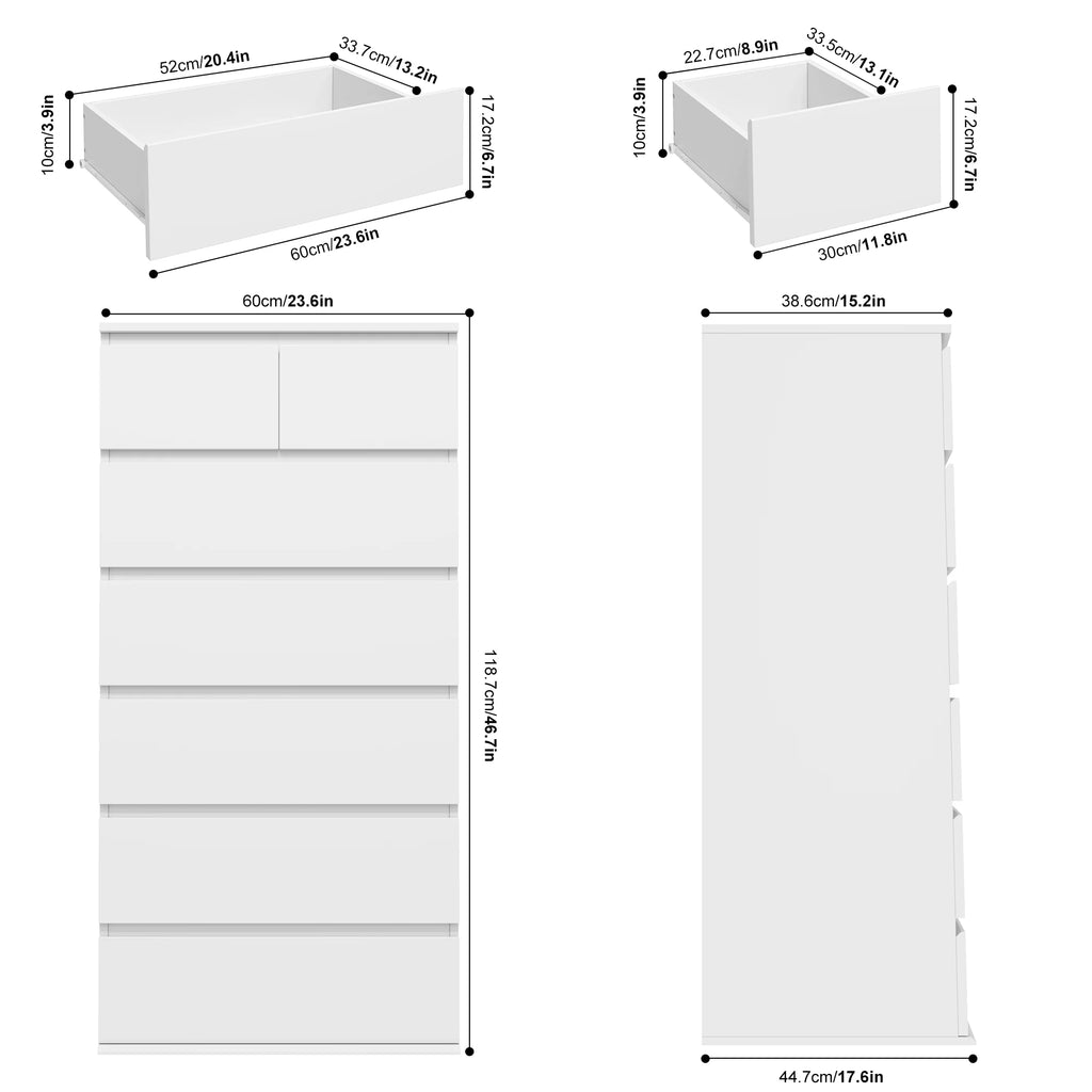 White 7 Drawer Dresser S15519