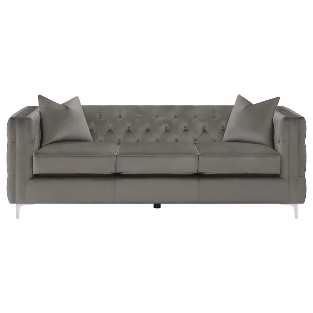 3-piece Velvet Tufted Tuxedo Arms Living Room Set P9635