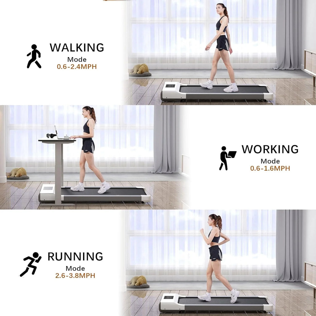 Walking Pad Treadmill 2 in 1 with Remote Control LED Display White I47876