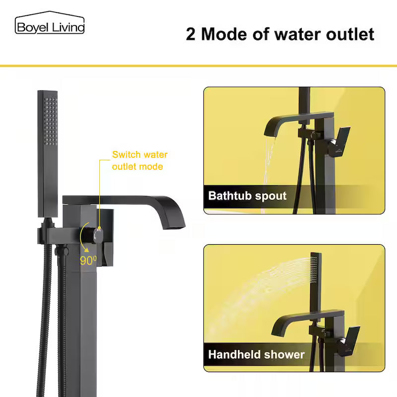 Single Handle Freestanding Bathtub Faucet with Handheld Shower Matte Black Q8813