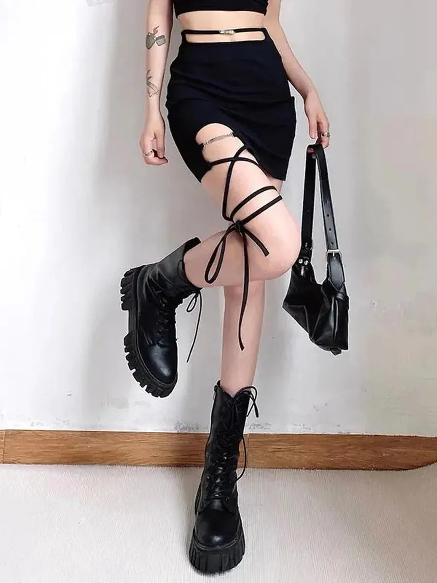 Mini Leg Strap Skirt Y680