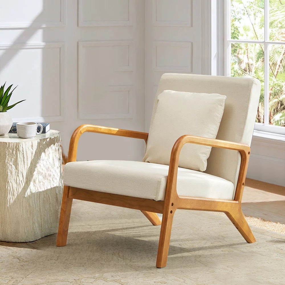 Mid Century Modern Linen Upholstered Accent Chair H365