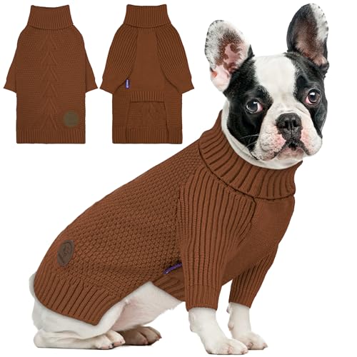 Dog Christmas Sweater Turtleneck Soft Knitted Long Sleeves Burgundy 2XL M858670