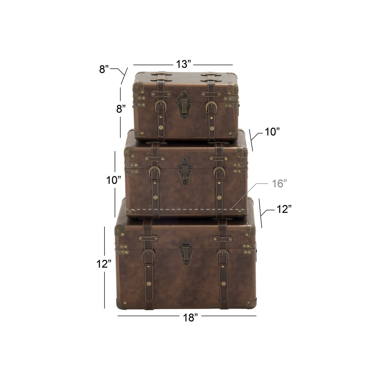 Wood Leather Case Set of 3 S894
