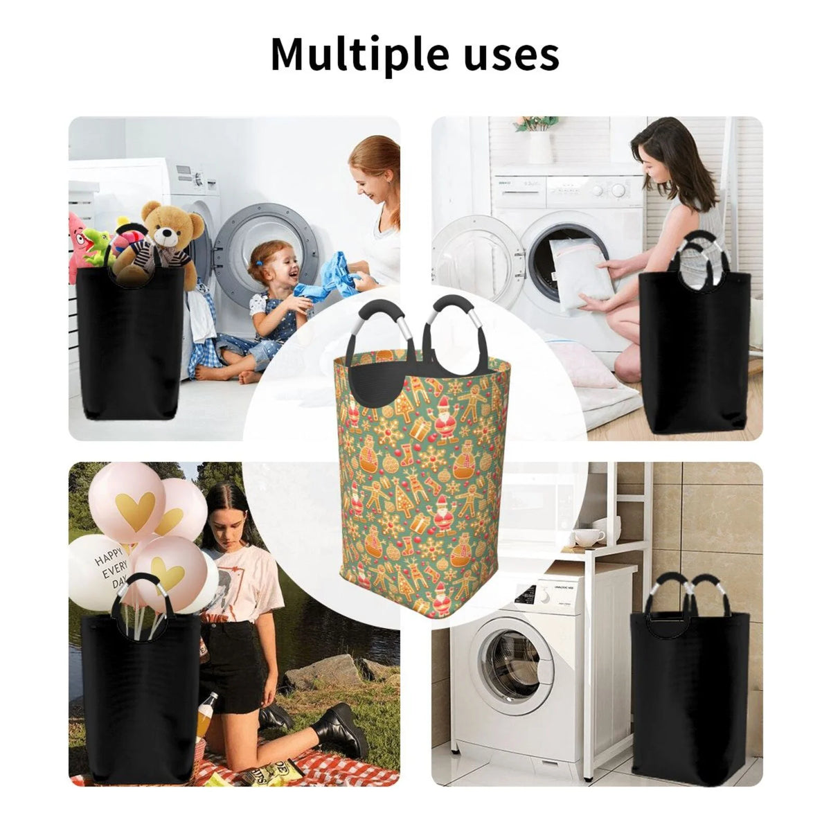 Large Collapsible Laundry Hamper with Aluminum Handle, 50L Y925