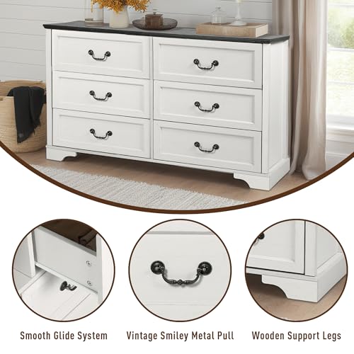 Farmhouse 6 Drawer Wood Dresser D83805