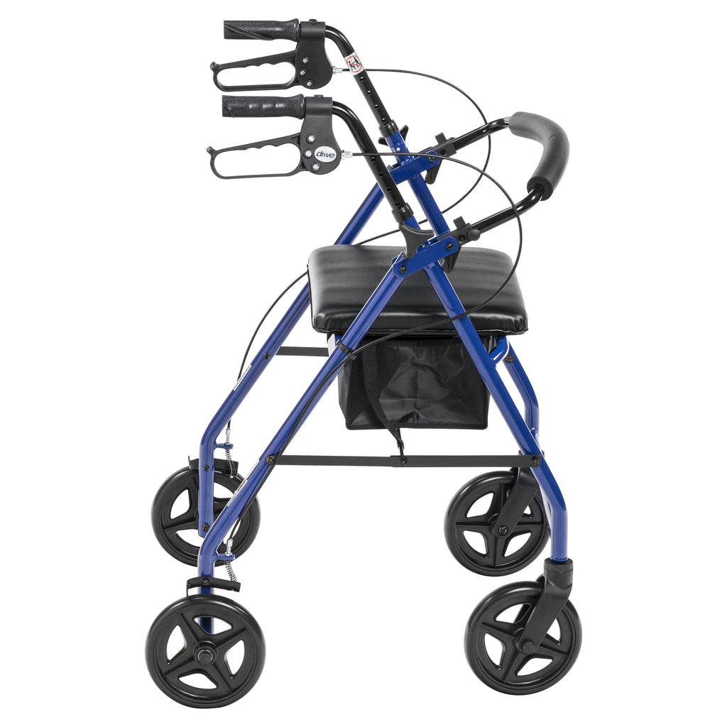 Blue Aluminum Rollator Rolling Walker with Padded Seat D392