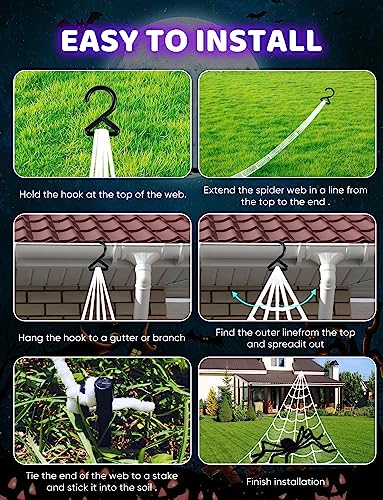 250 LEDs Outdoor Halloween Decor Lights with 4Ft Light-up Spider U715389