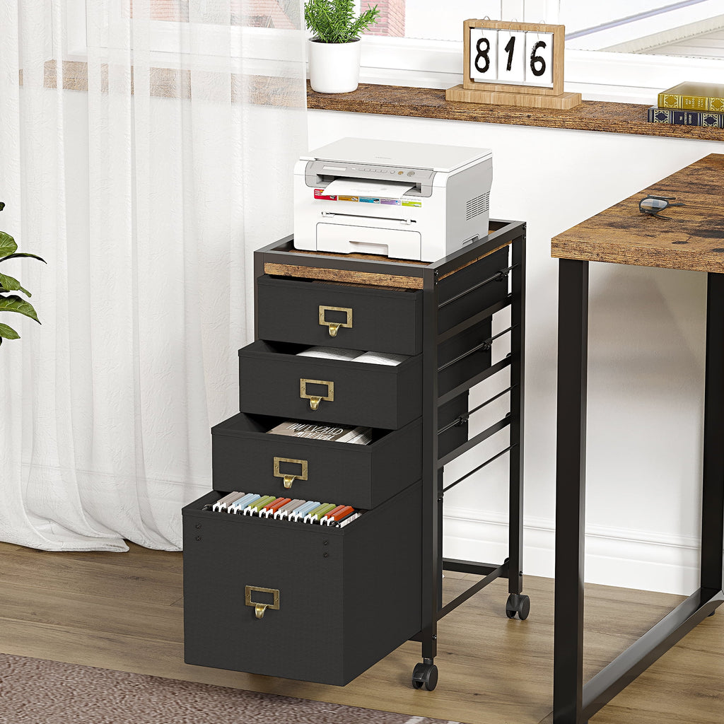 Black 4 Drawer Mobile File Cabinet P879