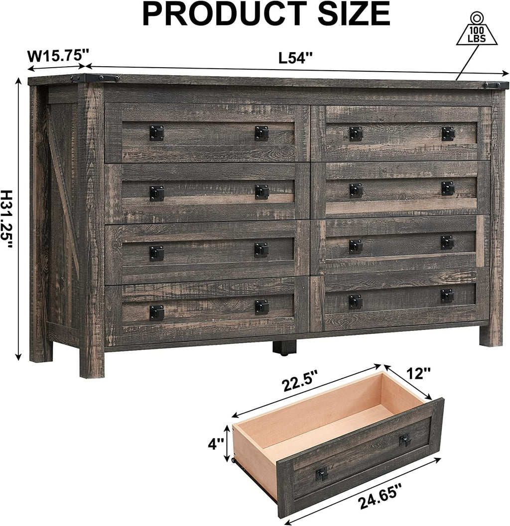 8 Drawer Wood Rustic Dresser B211