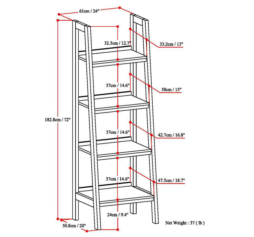 Solid Pine 4 Shelf Bookcase O44226