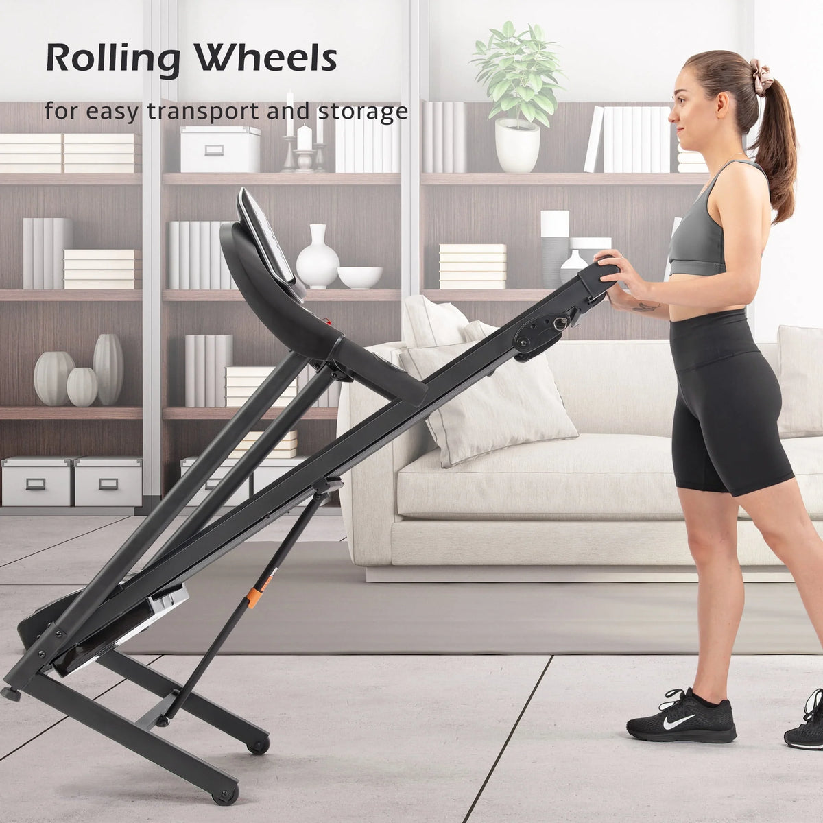 2.5HP Folding Electric Treadmill with Inclines, Black D6607