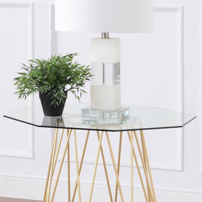Contemporary Glass Top End Table F68035