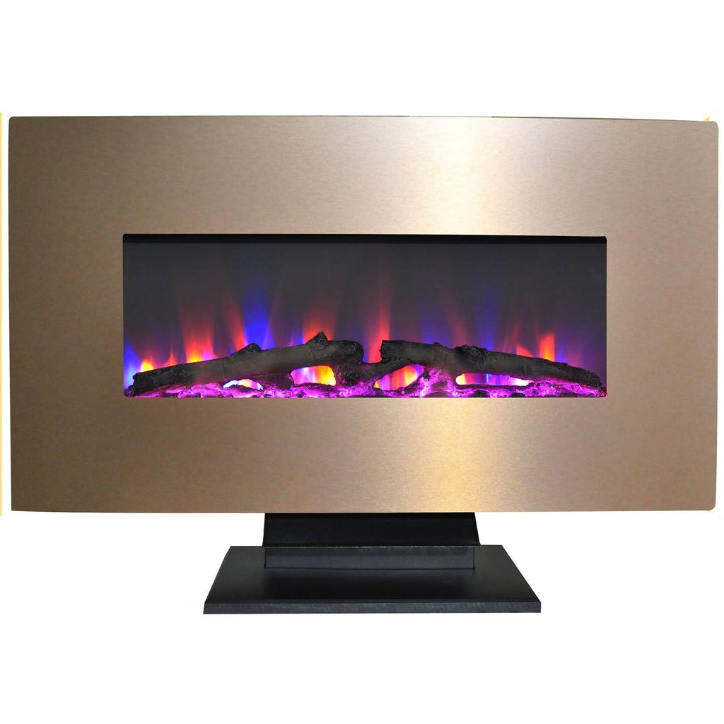 36 in. Metallic Electric Fireplace with Log Display M63456