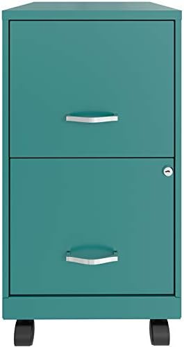 2 Drawer Metal Mobile File Cabinet with Lock, Letter Size, Navy Q74164