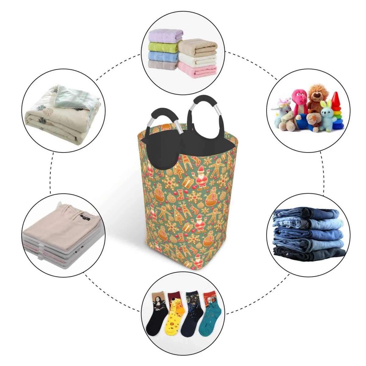 Large Collapsible Laundry Hamper with Aluminum Handle, 50L Y925