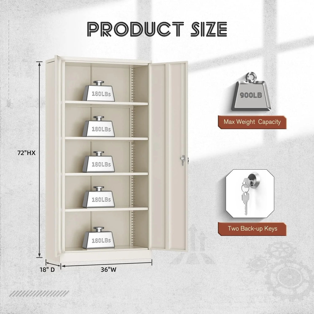 Black Metal Storage Cabinet with Locking Doors and Adjustable Shelves Q989