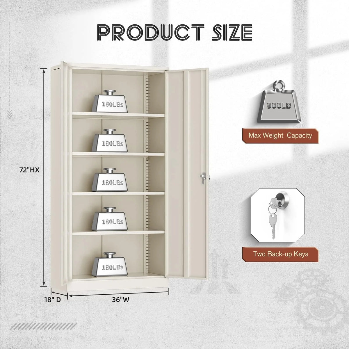 Black Metal Storage Cabinet with Locking Doors and Adjustable Shelves Q989