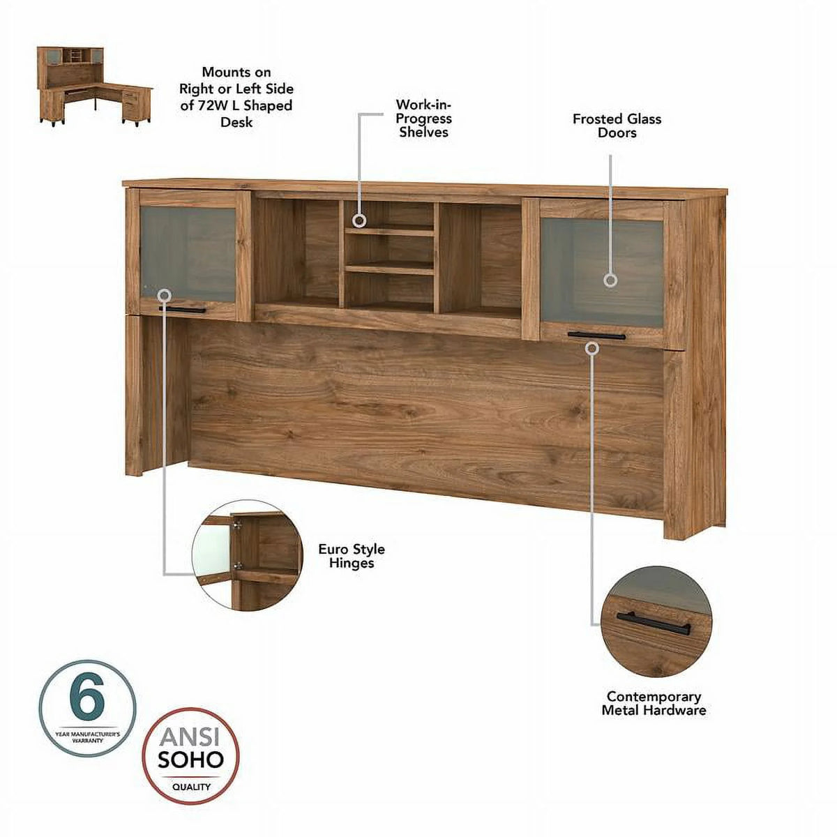 Engineered Wood Sit to Stand Desk Set with Bookcase R24249