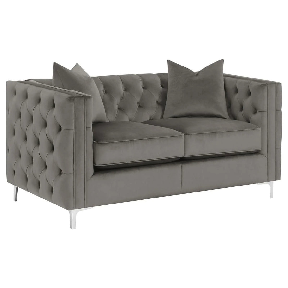 3-piece Velvet Tufted Tuxedo Arms Living Room Set P9635