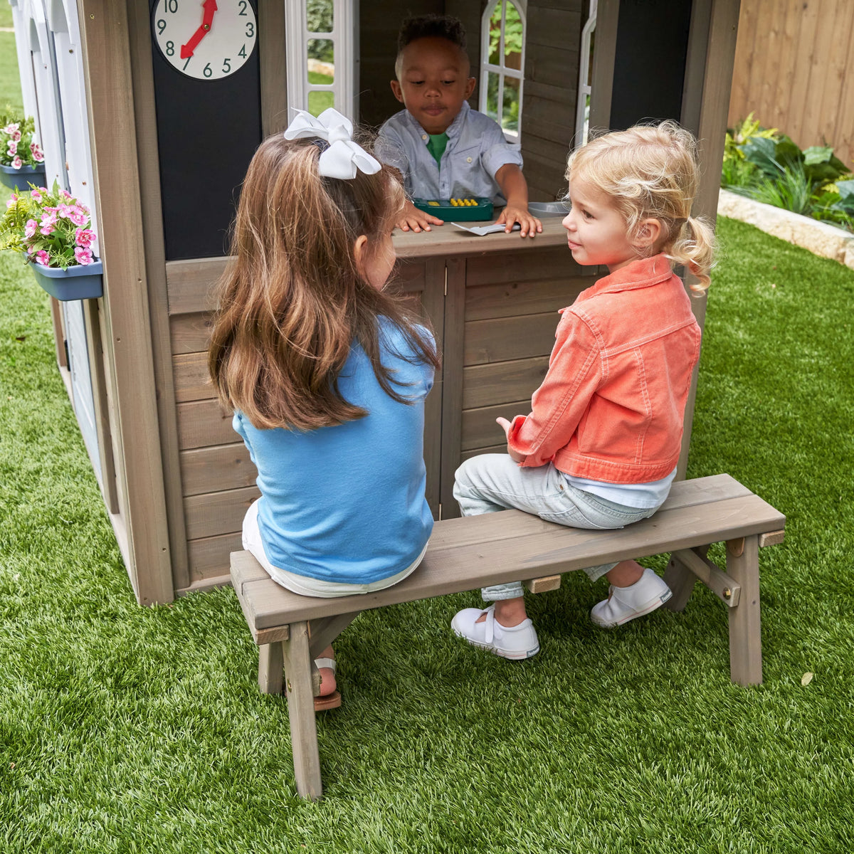 Wooden Outdoor Playhouse with Kitchen D6221