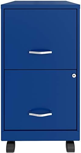 2 Drawer Metal Mobile File Cabinet with Lock, Letter Size, Navy Q74164