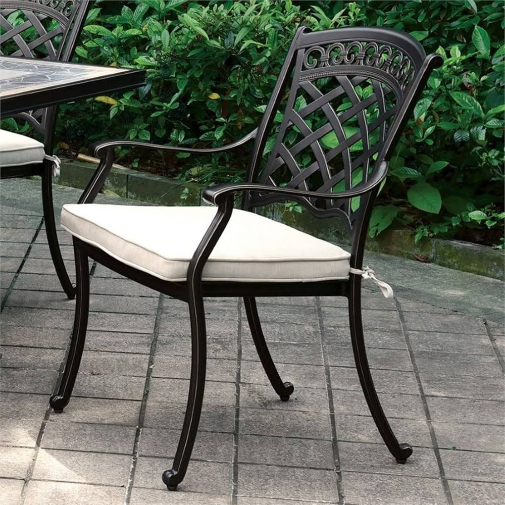 Black Aluminum Patio Dining Arm Chair Set of 2 H526
