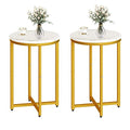 Black Side Table Set of 2, Round Faux Marble End Table C511370
