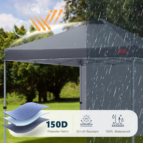 Durable Pop-up Canopy Tent with 1 Sidewall 10'x10' White M39843