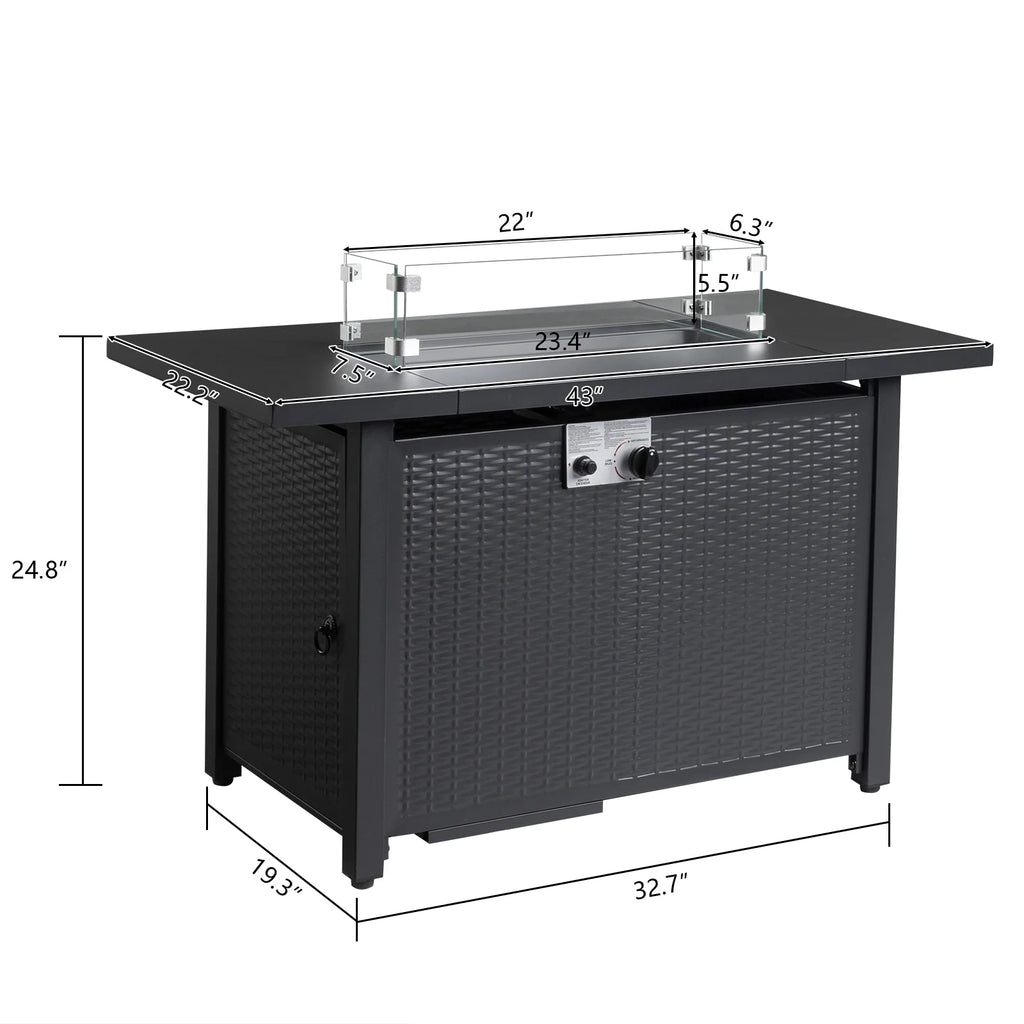 Propane Fire Pit with Wind Guard, 50,000 BTU Auto-Ignition Fire Pit Table S23899