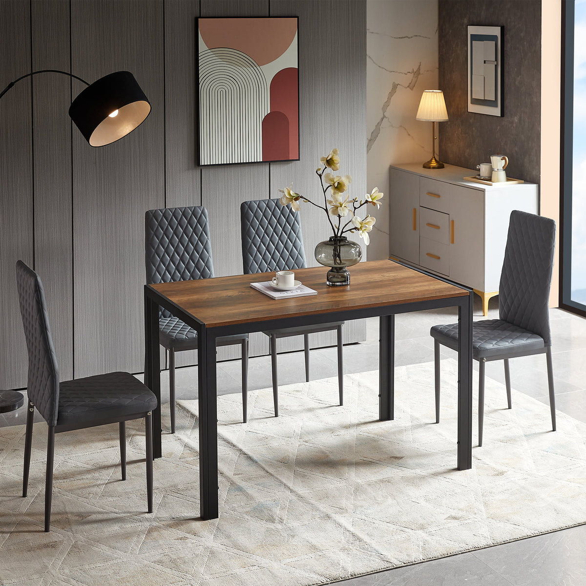 47 Inch Black Metal Dining Table U584