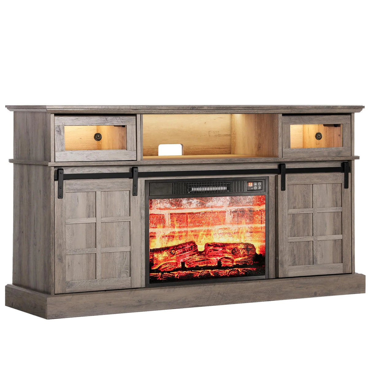 Gray Fireplace TV Stand with 23" Electric Fireplace S660837
