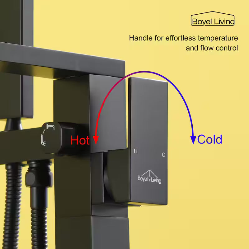 Single Handle Freestanding Bathtub Faucet with Handheld Shower Matte Black Q8813