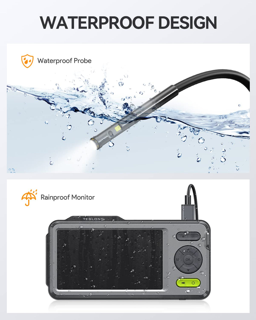 5'' HD Dual Lens Endoscope Borescope Camera with LED Lights I102