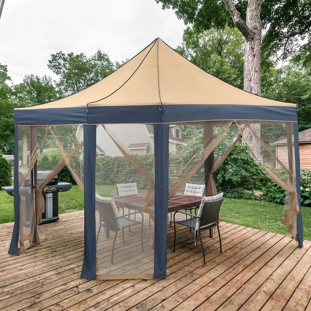 11 x 11 ft Pop up Gazebo Canopy with Mosquito Netting & Carrying Bag, Navy Blue A89841
