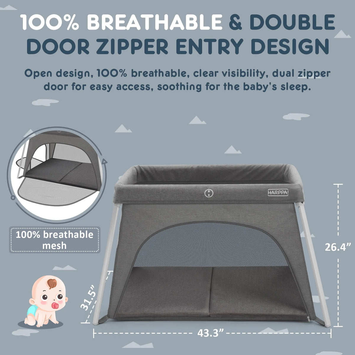 Portable Foldable Travel Crib with Mattress K931040