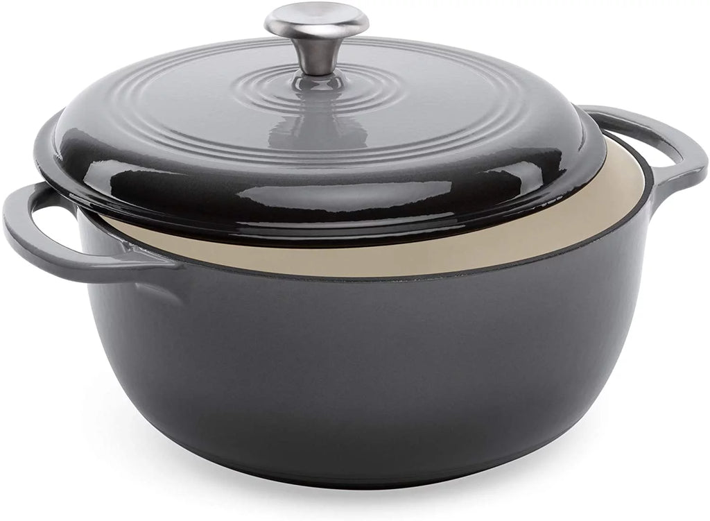 6qt Ceramic Non-Stick Enameled Cast Iron Dutch Oven with Side Handles, Gray F42209