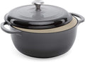 6qt Ceramic Non-Stick Enameled Cast Iron Dutch Oven with Side Handles, Gray F42209