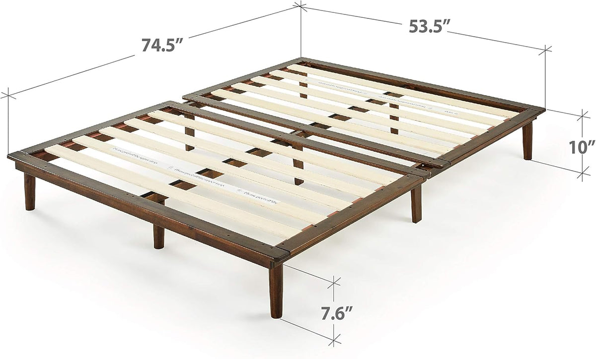 10 Inch Wood Platform Bed Frame with Wood Slat Support J9721