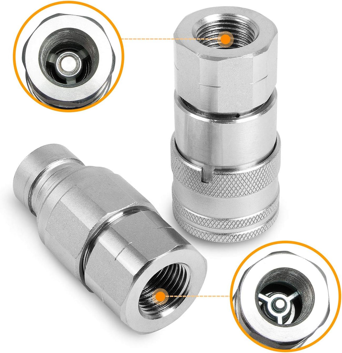 1/2 Flat Face Hydraulic Quick Connect Coupler Set E331