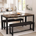 Faux Marble Dining Table and 2 PU Leather Upholstered Bench Z94348