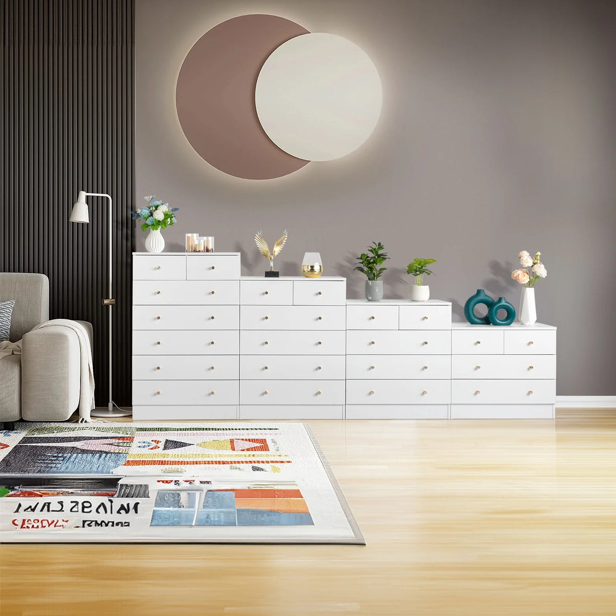 Black 6 Drawer Wood Dresser X3753