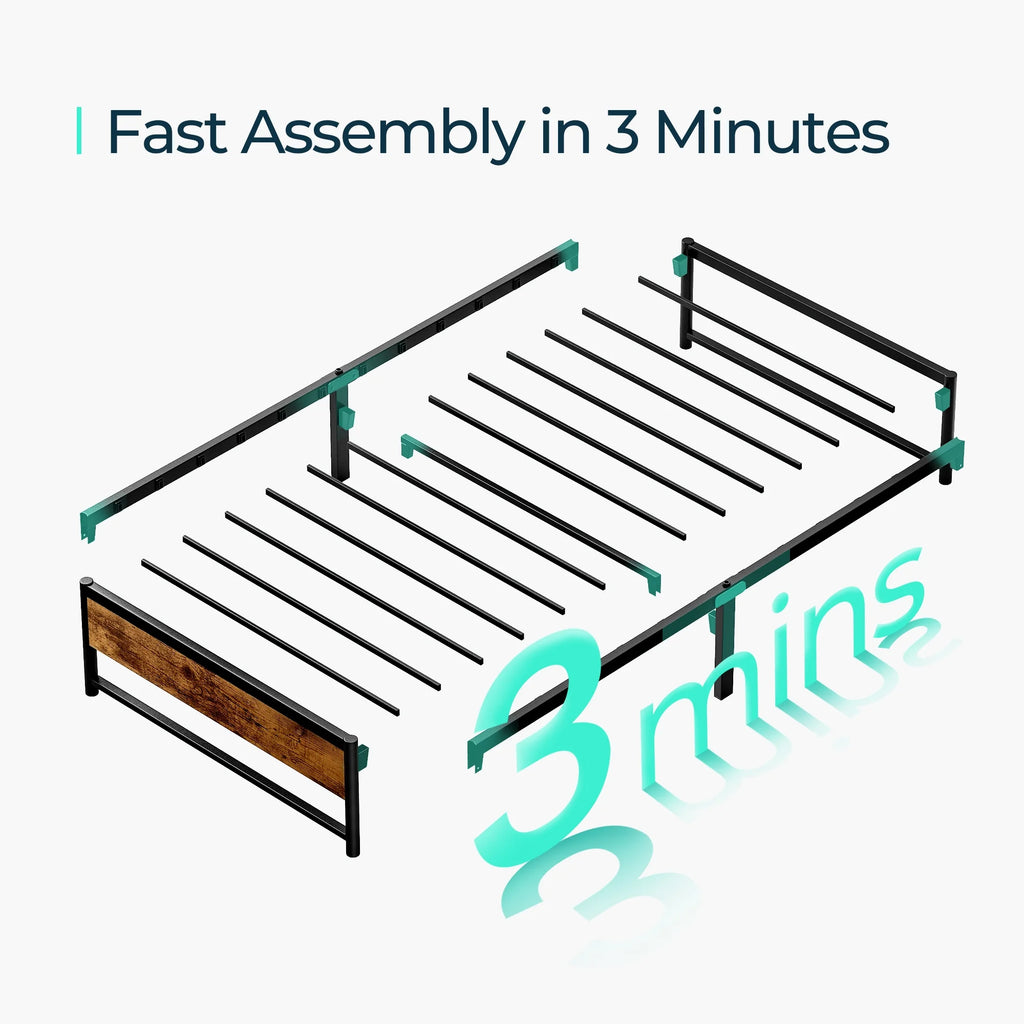 Twin Metal Platform Bed Frame with Storage Q40038